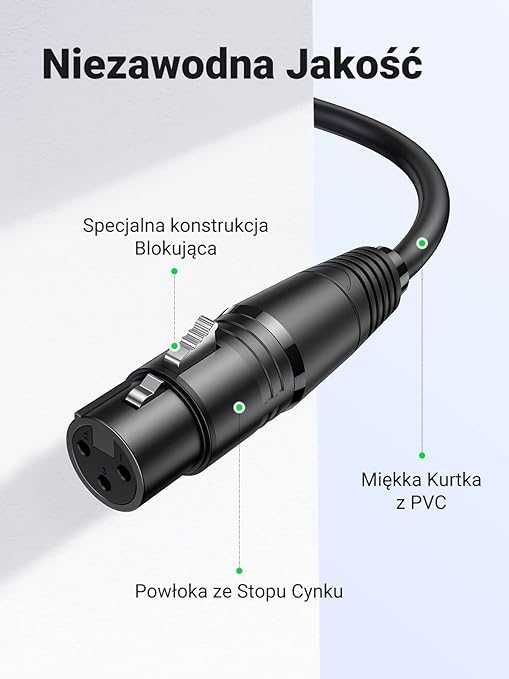 Kabel Mikrofonowy Wysoka Jakość Solidny 3 Metrowy Złącze XLR Plug&Play