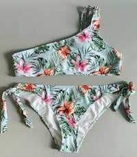 Błękitne bikini z roślinnym wzorem R. XL