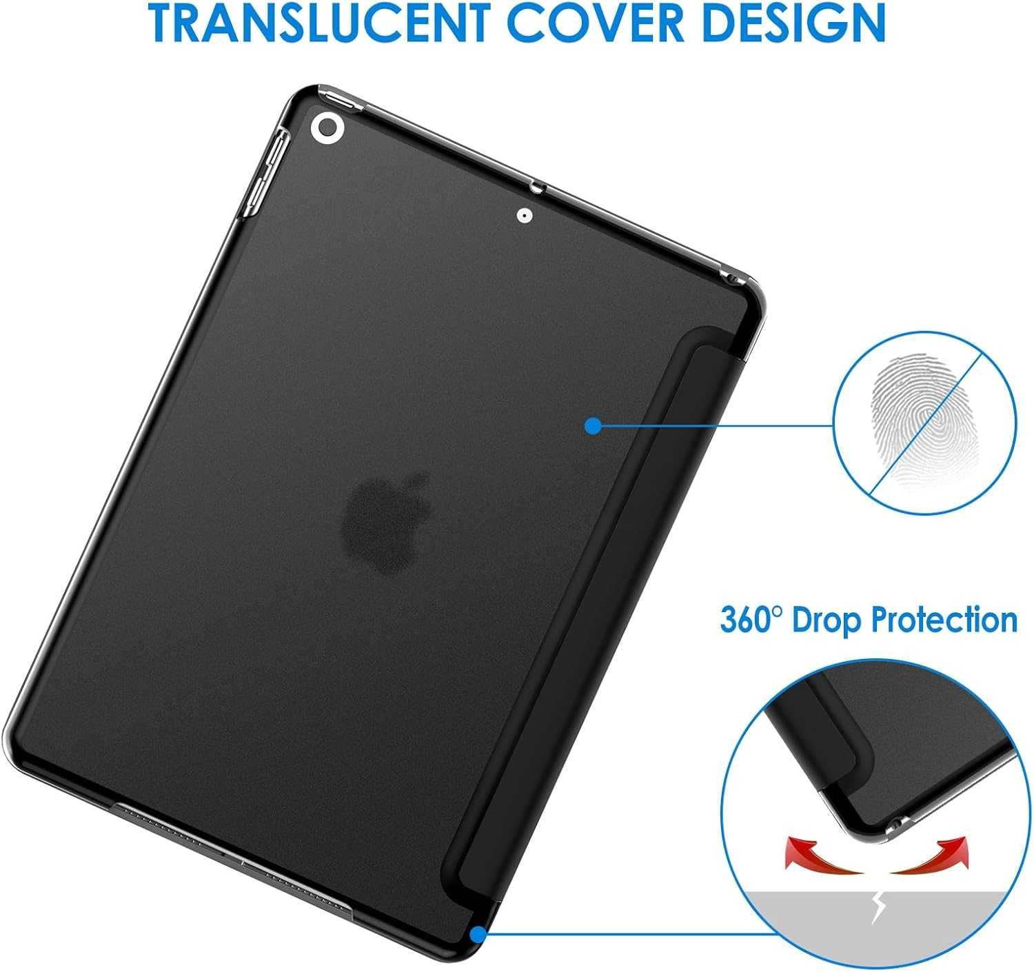 JETech Etui dla iPad 9/8/7 10,2 Cala Case z wytrzymałą obudową Czarny
