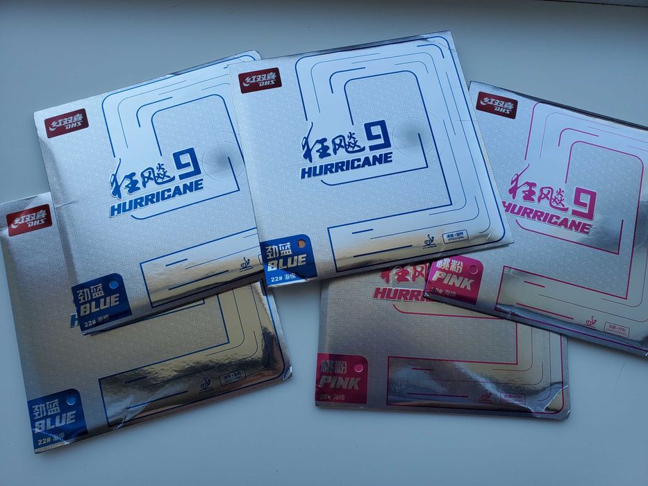 Butterfly, Stiga, DHS Hurricane 9, YINHE Jupiter III, Battle II Gold.