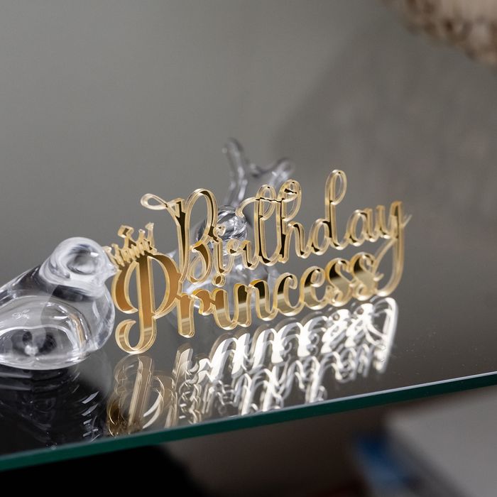 Toper na book tortu Urodzinowy Birthday Princess plexi złoty lustrzany