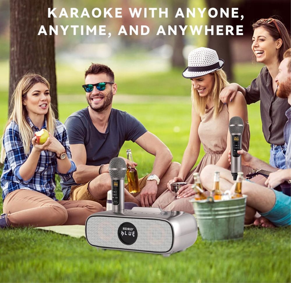 Maszyna karaoke przenośna, Bluetooth, mikrofony
