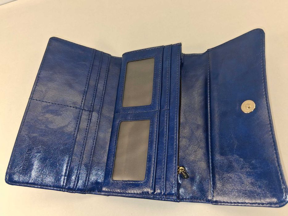 W044 Portfel Damski Niebieski Etui na Karty Dokumenty