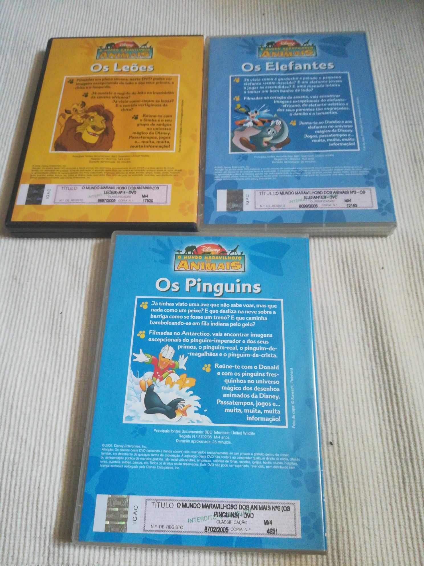 3 DVD Dysney "O mundo maravilhoso dos animais"