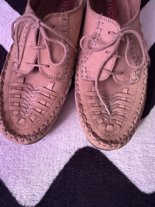 Шкіряні італійські плетені мокасини в етно стилі Bingo