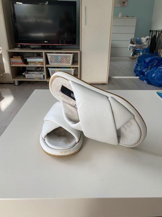 Skórzane białe klapki Zara skóra naturalna r. 37