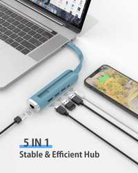 HUB USB-C USB 3.0 HDMI RJ45 Koncentrator Rozgałęźnik do laptopa PC