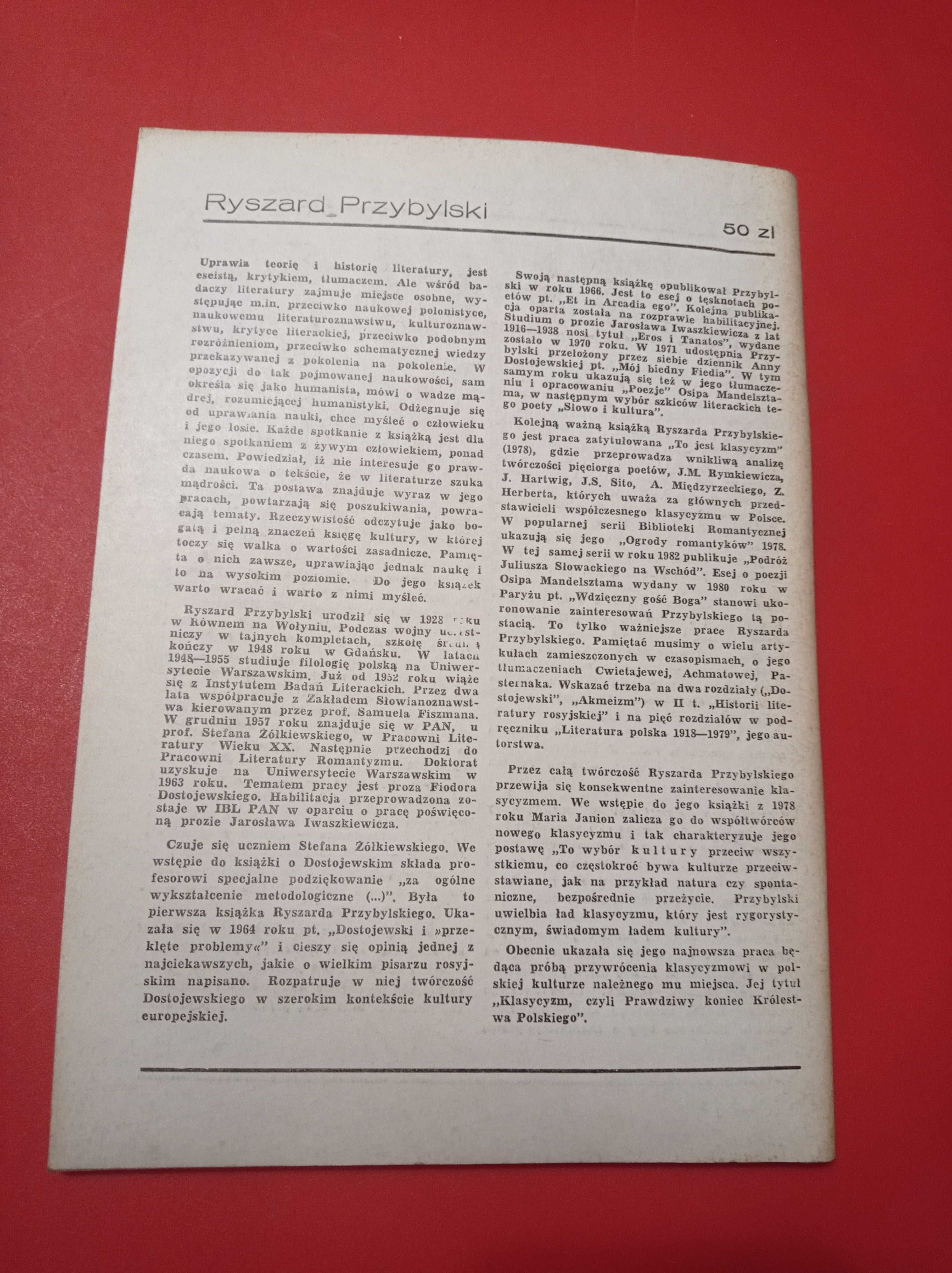 Nowe książki, nr 9, wrzesień 1984, Ryszard Przybylski