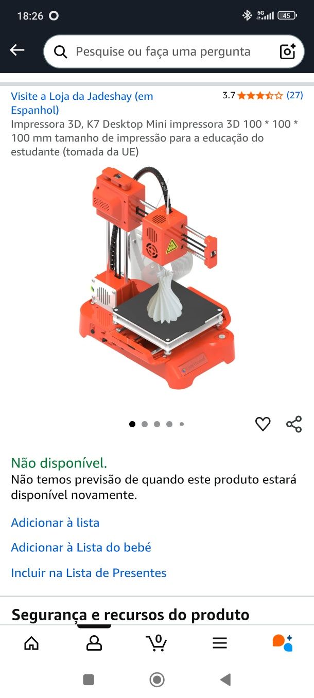 Vendo mini Impressora 3D