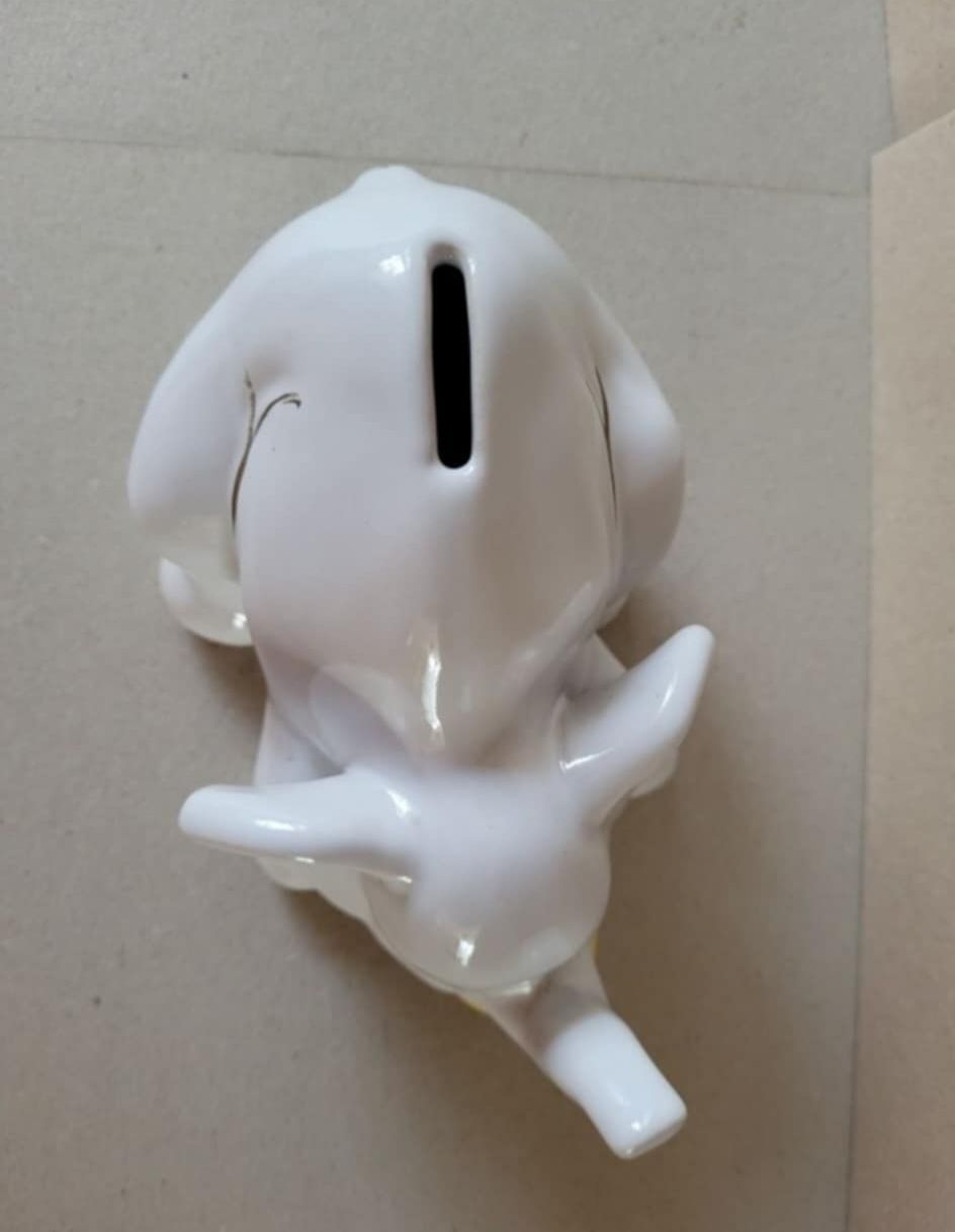 Biały kolekcjonerski ceramiczny słoń,  skarbonka