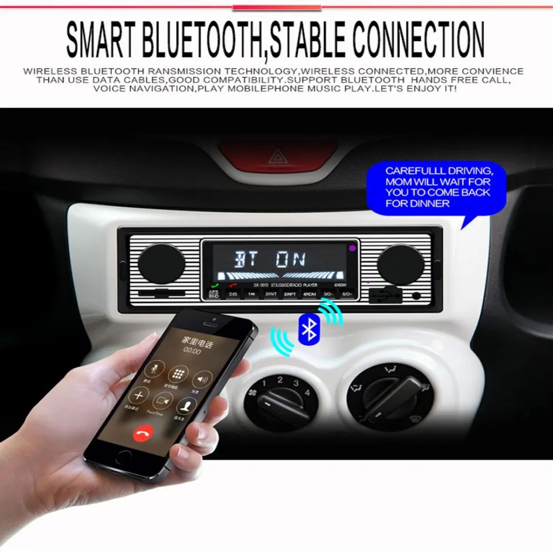 Rádio 1din Estilo clássico Bluetooth FM Cartão USB Auxiliar NOVO