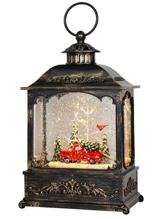 Latarnia świąteczna śnieżna podświetlana z muzyką, samochód świąteczny