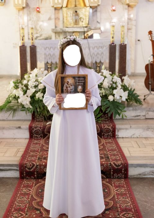 Alba komunijna na większą dziewczynkę torebka rekawiczki