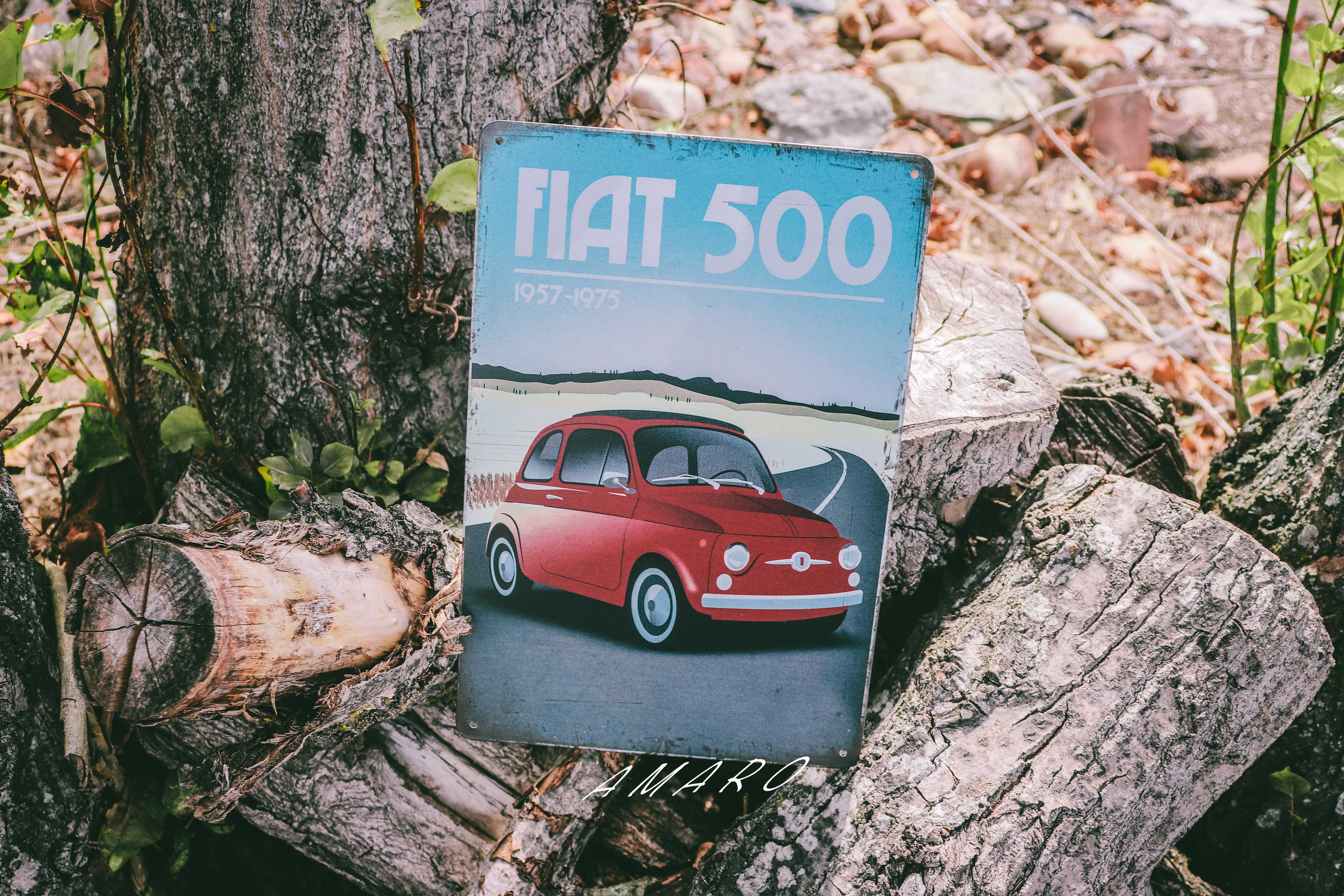 Placa/Chapa de Metal Vintage Retro Fiat 500| NOVA