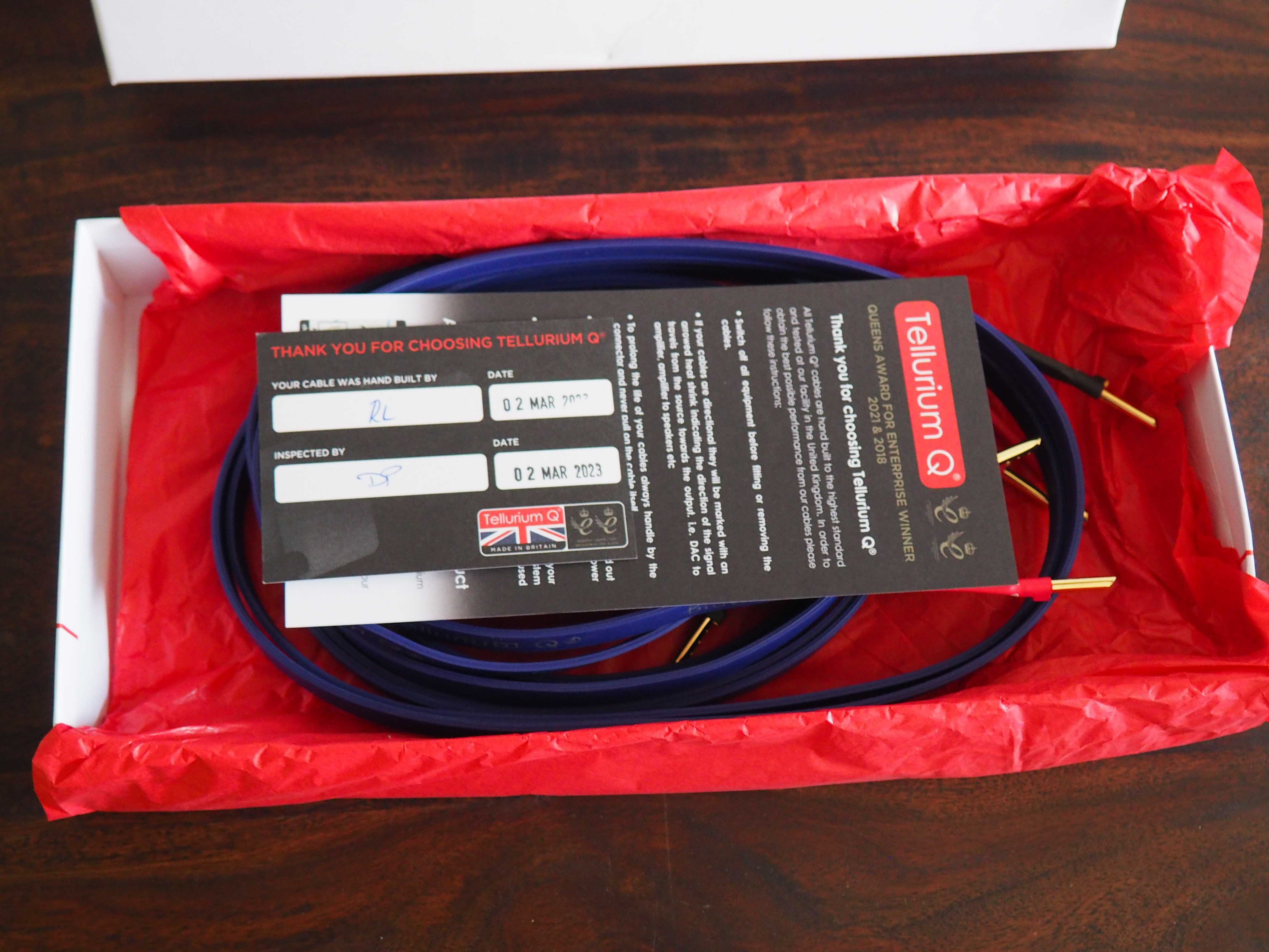 Kabel Tellurium Q  BLUE II  2 x 2,5 m /promocja