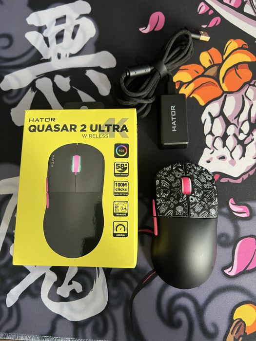 Мишка Hator Quasar 2 Ultra + Поверхня ігрова Logitech+Кастомний кабель