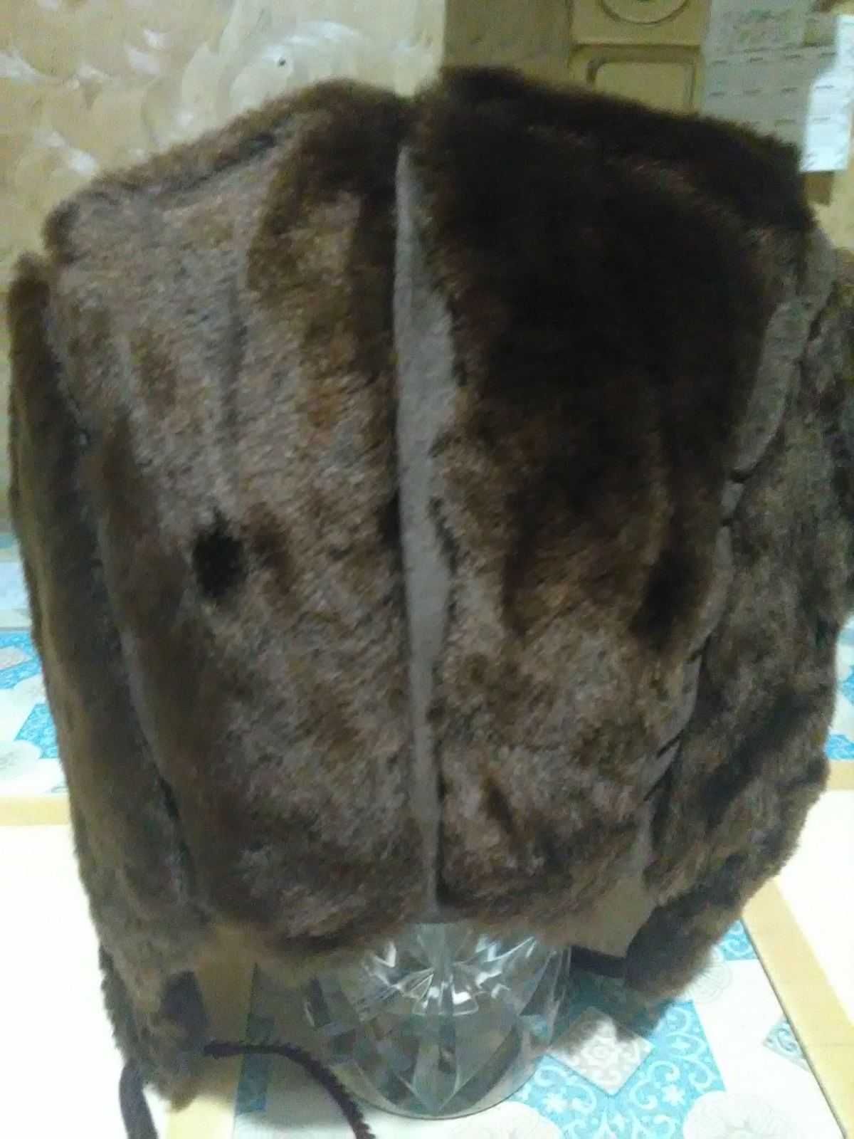 Шапка шляпа ушанка зимняя детская цигейка полиров с замшевыми вставк