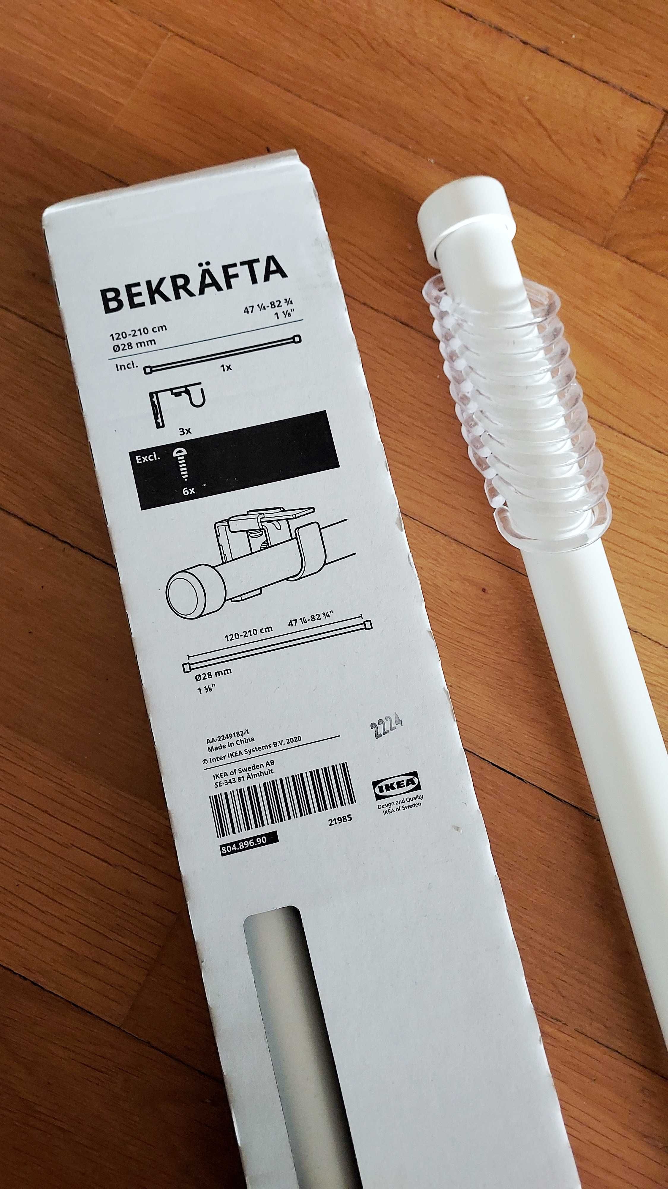 Dwa zestawy pojedynczych białych karniszy BEKRÄFTA IKEA