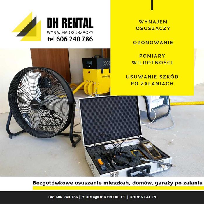Wynajem osuszaczy | Pochłaniacz wilgoci | Osuszanie po zalaniu Smolec