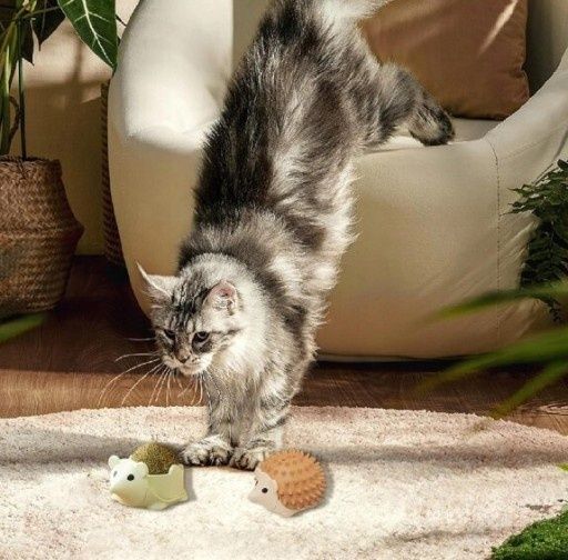 Zabawka dla kota w kształcie jeża z kocimiętką Obrotowa Zestaw 3szt