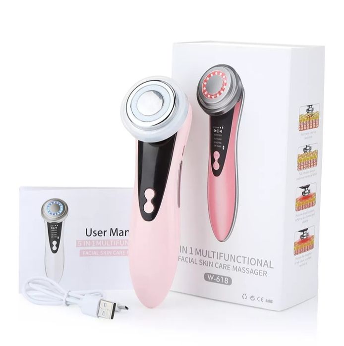 Мікрострумовий масажер для обличчя 5 в 1 Facial Massager W-618D