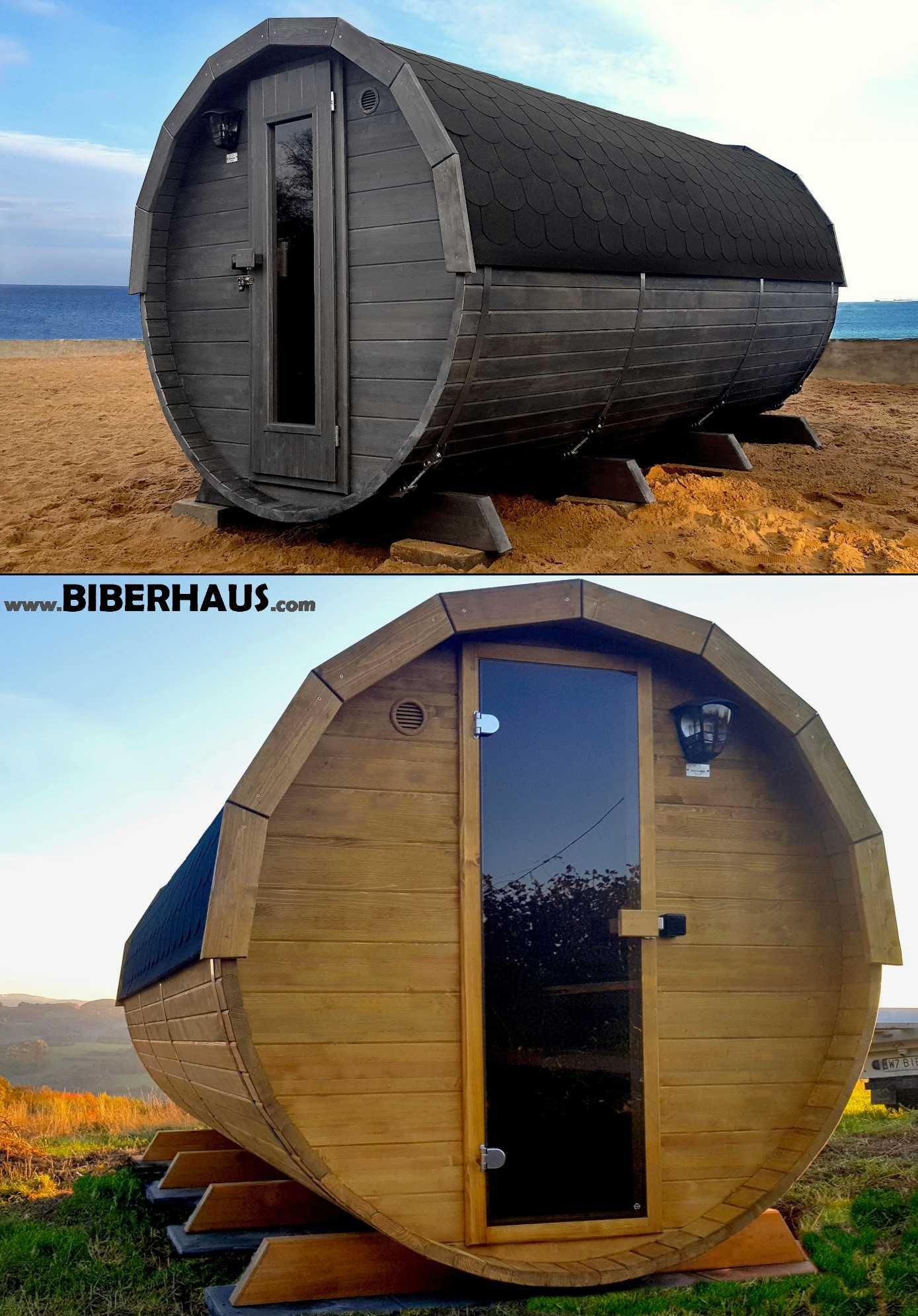SAUNA Ogrodowa 400 cm + PRZEBIERALNIA + GRATIS Beczka 500L + Akcesoria