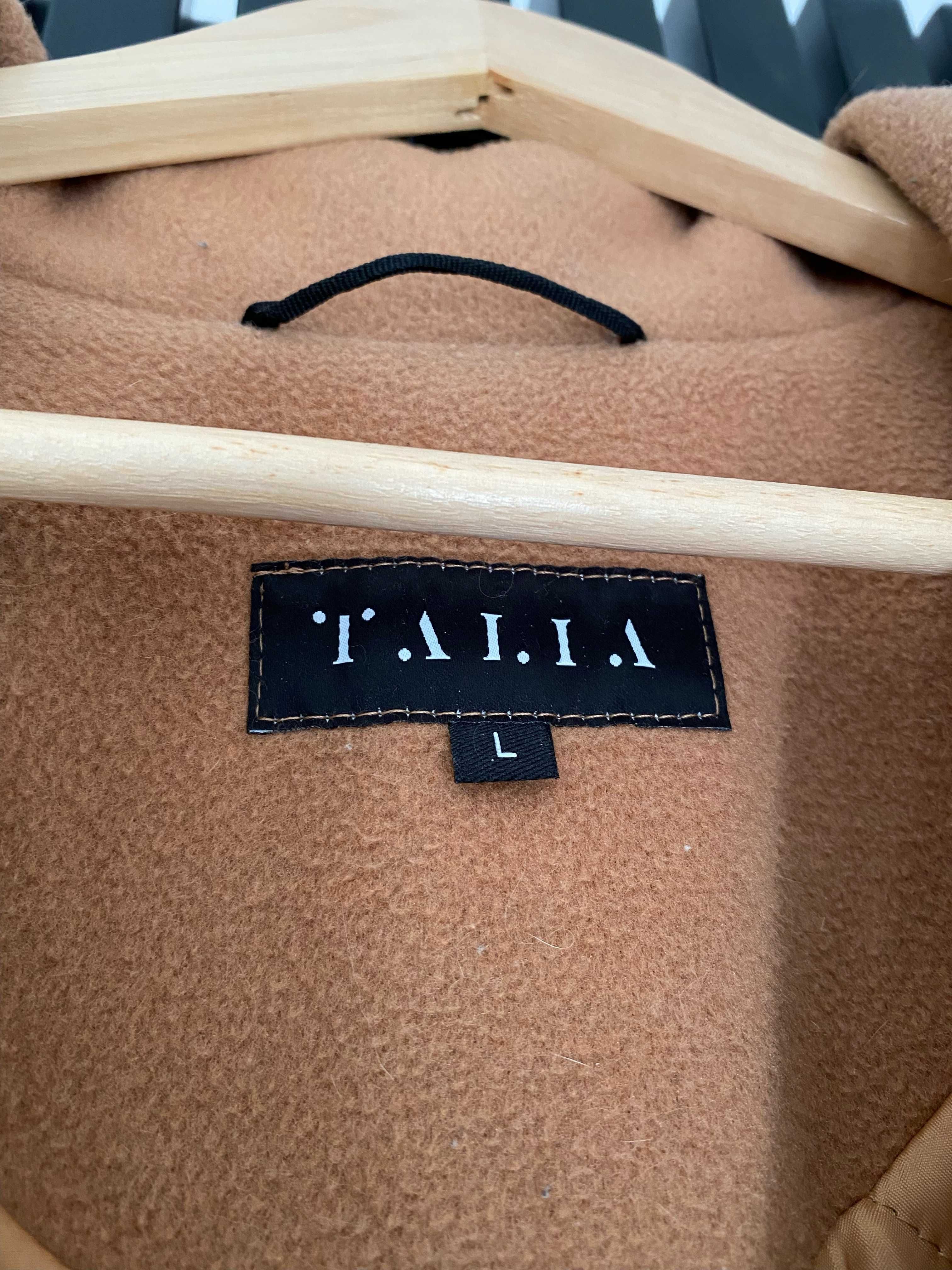 Wełniany płaszcz zimowy camel Talia Fashion