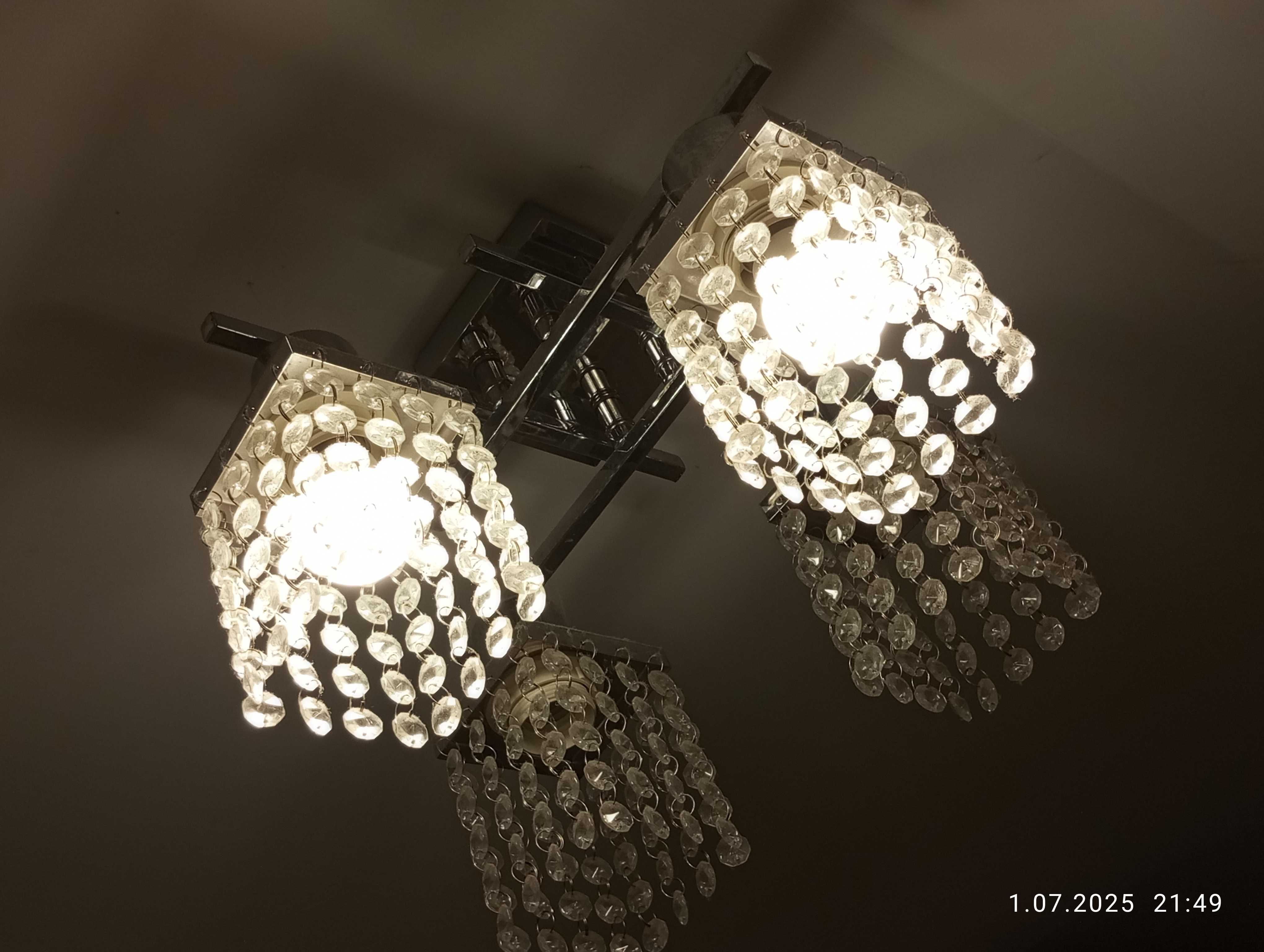 Lampa piękna elegancka Glamour kryształy szkiełka 4 żarówki