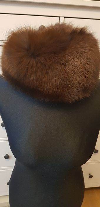 Czapka z lisa brąz