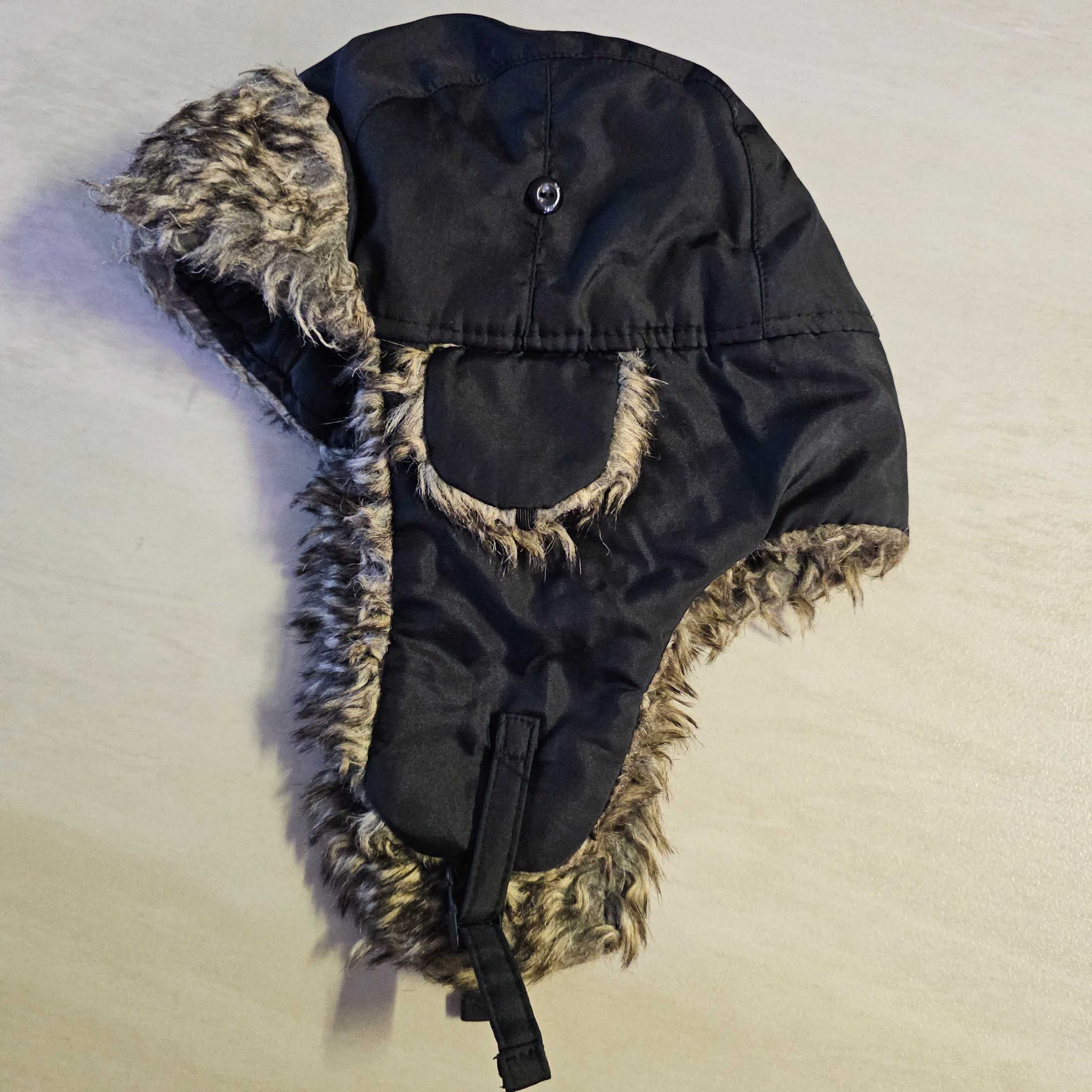 Czapka uszatka czarna futerko unisex