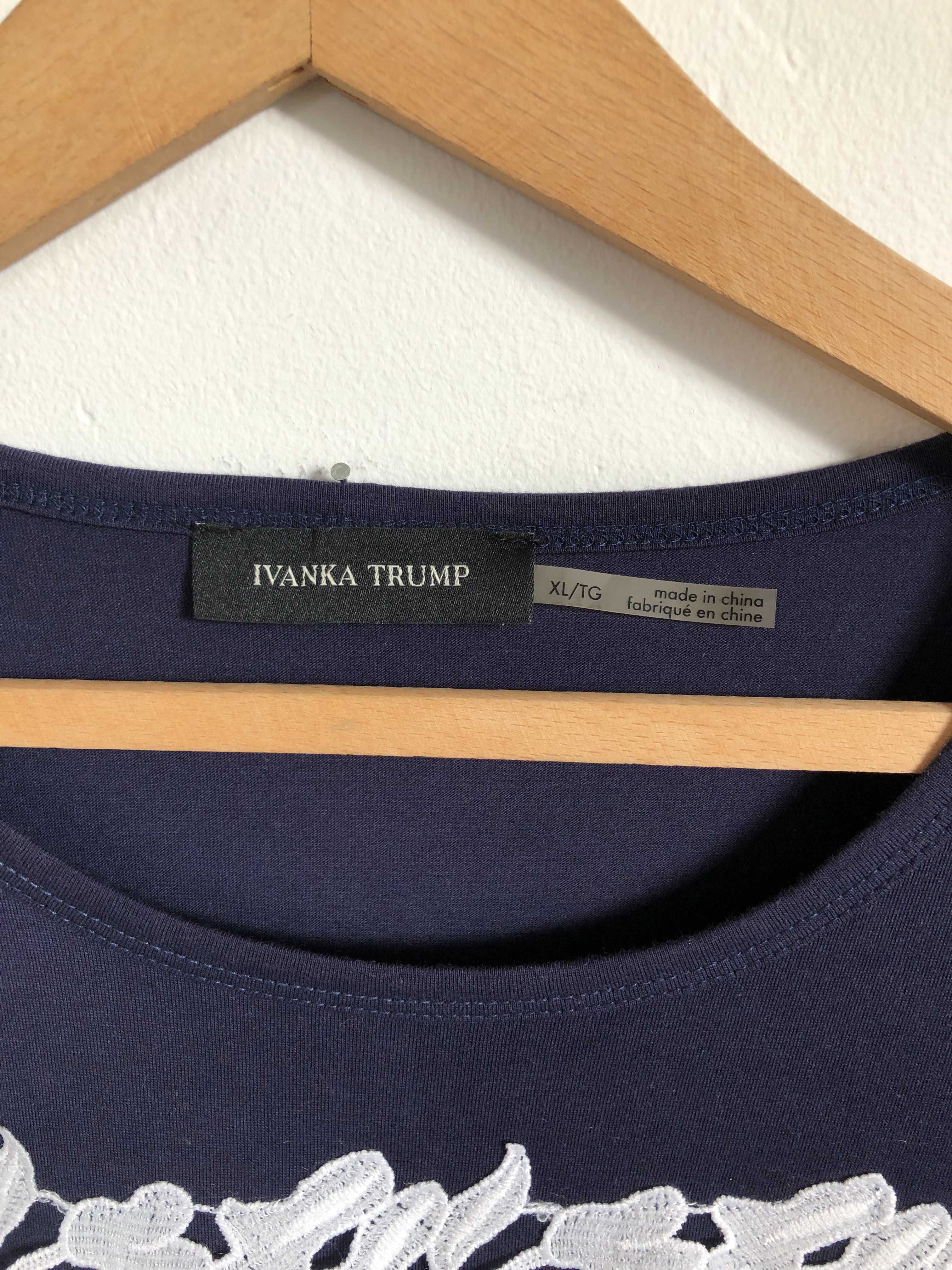 T-Shirt bluzka Ivanka Trump koronka koronkowa granatowa