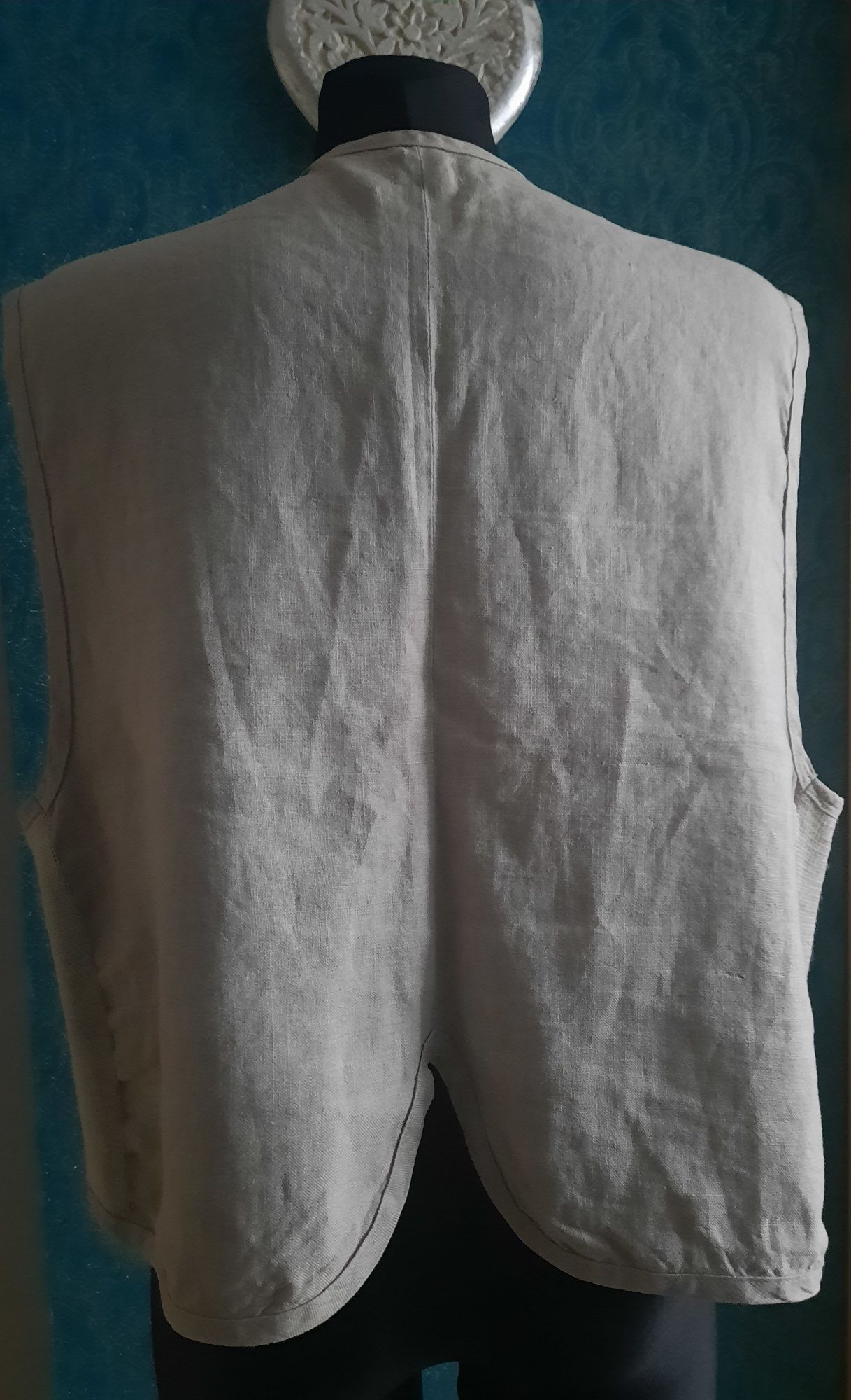 Kamizelka z lnu i bawełny w kolorze naturalnym L/XL