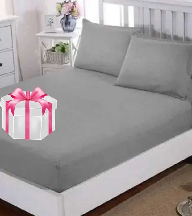 Простирадло махрове двоспальне на резинці з наволочками 50х70 см.