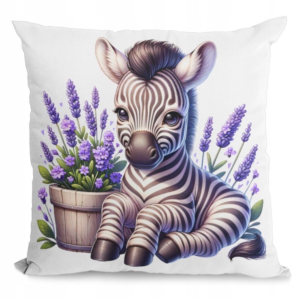 efektowna poduszka jasiek + wkład -słodka zebra i lawenda -