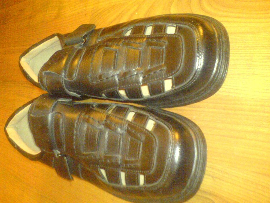 ButySANDAŁY Męskie Czarne Skóra ekolog 46 Zamykane Na Rzepy NOWE Nieuż