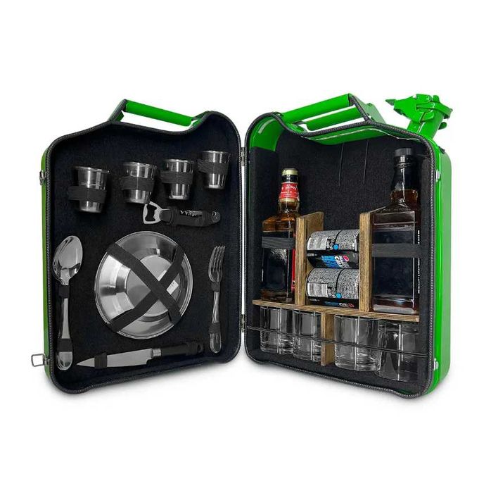 Каністра-бар 20л. салатова з посудом +ПІДСВІТКА, канистра бар