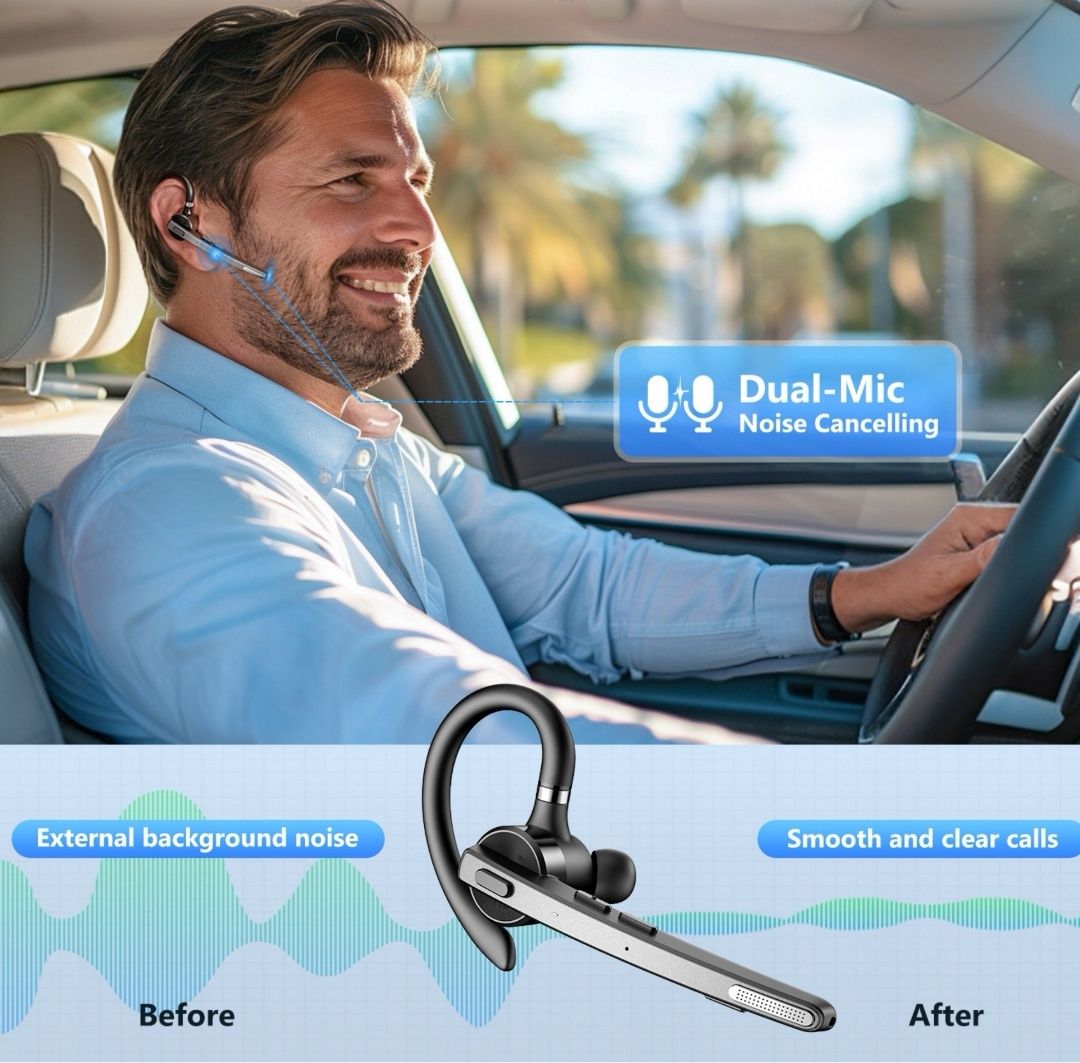 SKIUDCT N19 Zestaw słuchawkowy Bluetooth BT 5.3 z dobrym mikrofonem