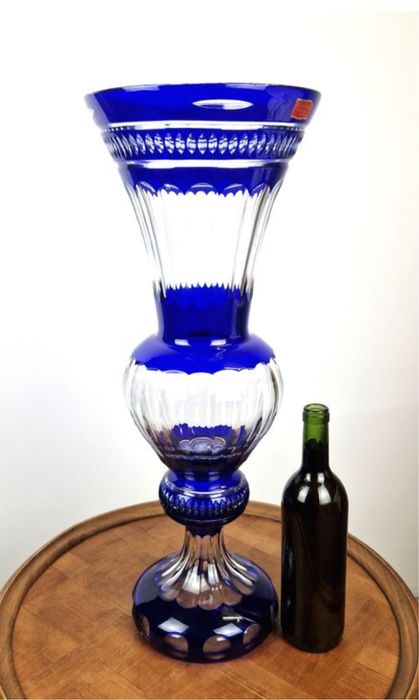 Vase Cristal Baccarat St Louis XXL Bleu Cobalt Cristal De Boheme