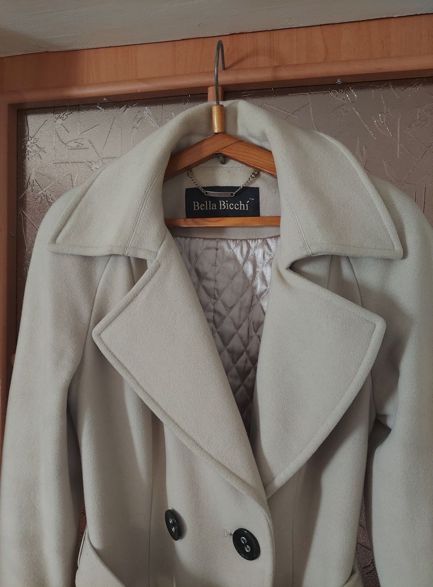 Пальто кашемир Bella Bicchi, дорогое, шерсть,стильное,модное, молочный