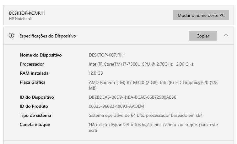 HP Notebook 15-ay105np Z6K31EA i7-7500U 15.6” Bom racio Preço/Perform.