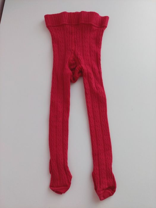 Czerwone prążkowane rajstopy next 80-86 cm 12-18m