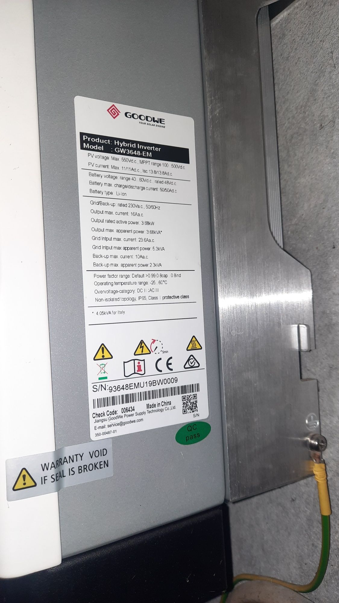Inverssor solar goodwe3648