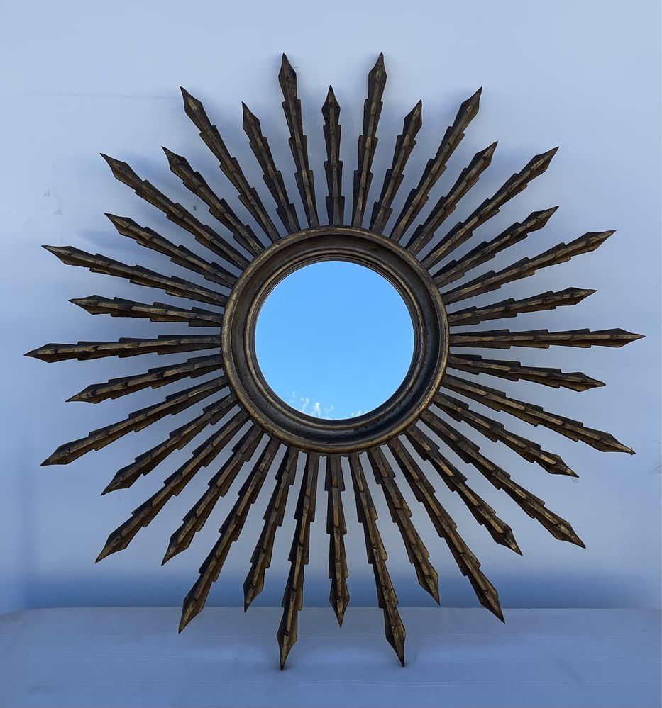 Espelho sol antigo em madeira dourada