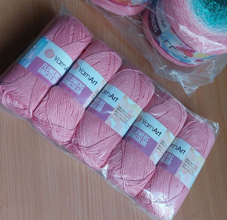 włóczka Yarnart Flowers Unicolor 735 różowa, np. do Flowers REZERWACJA