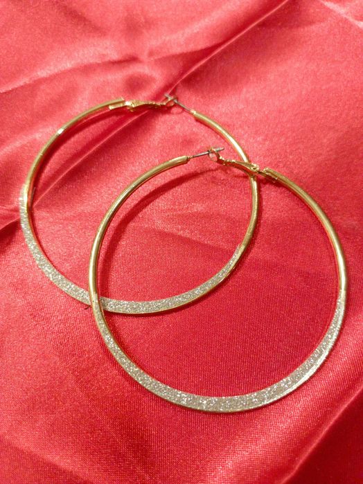 Золотисті сережки, кульчики на вуха, кольца, з срібним напиленням,