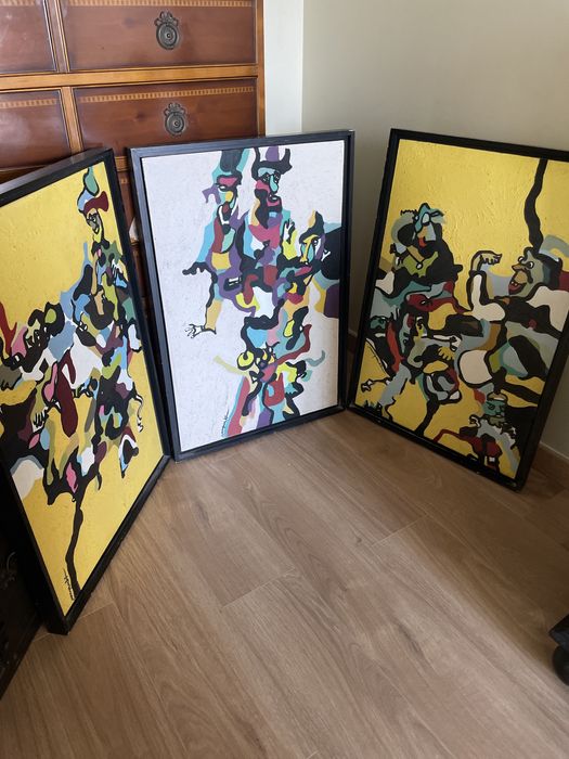 Conjunto de 3 quadros de cor viva