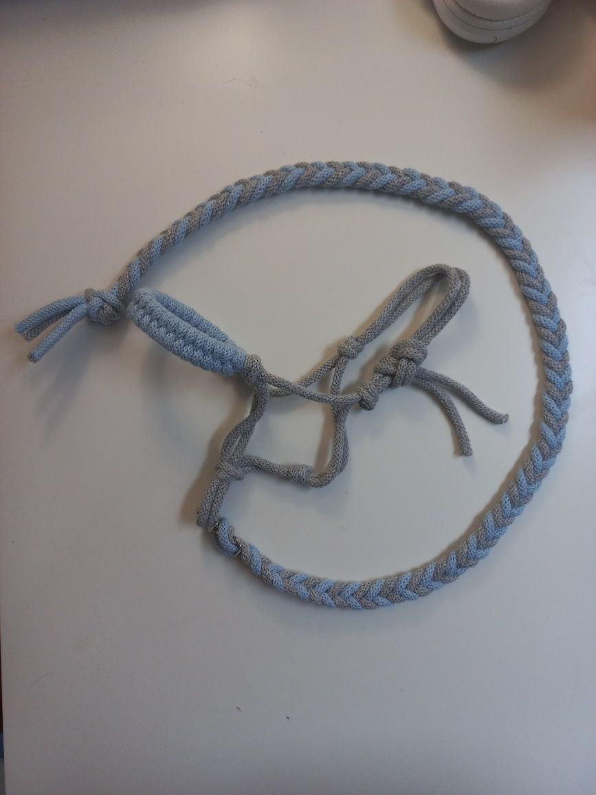 Zestaw Halter + Uwiąz dla Hobby Horse Szaro-Niebieski