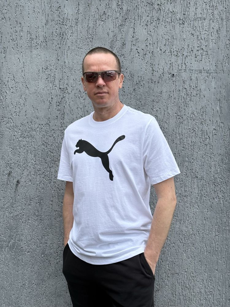 Оригінал Футболка Puma Essentials Big Cat Logo 67889002 пума біла M L