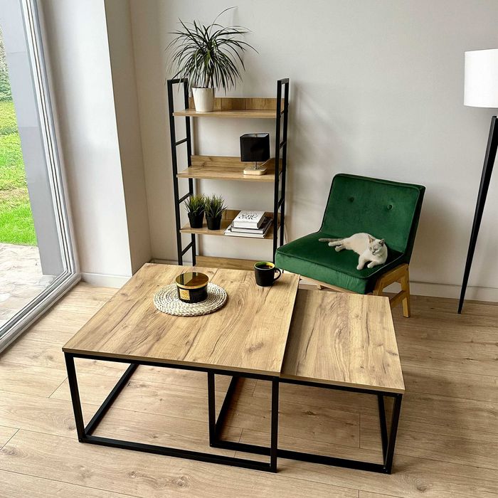 Luksusowy stolik kawowy 2w1 loftowy nowy