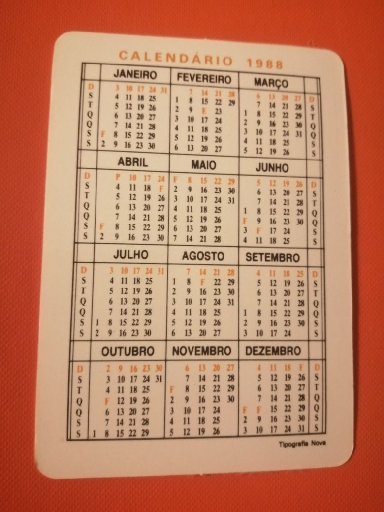 Calendário de bolso (1988) | Brasão Santo Tirso